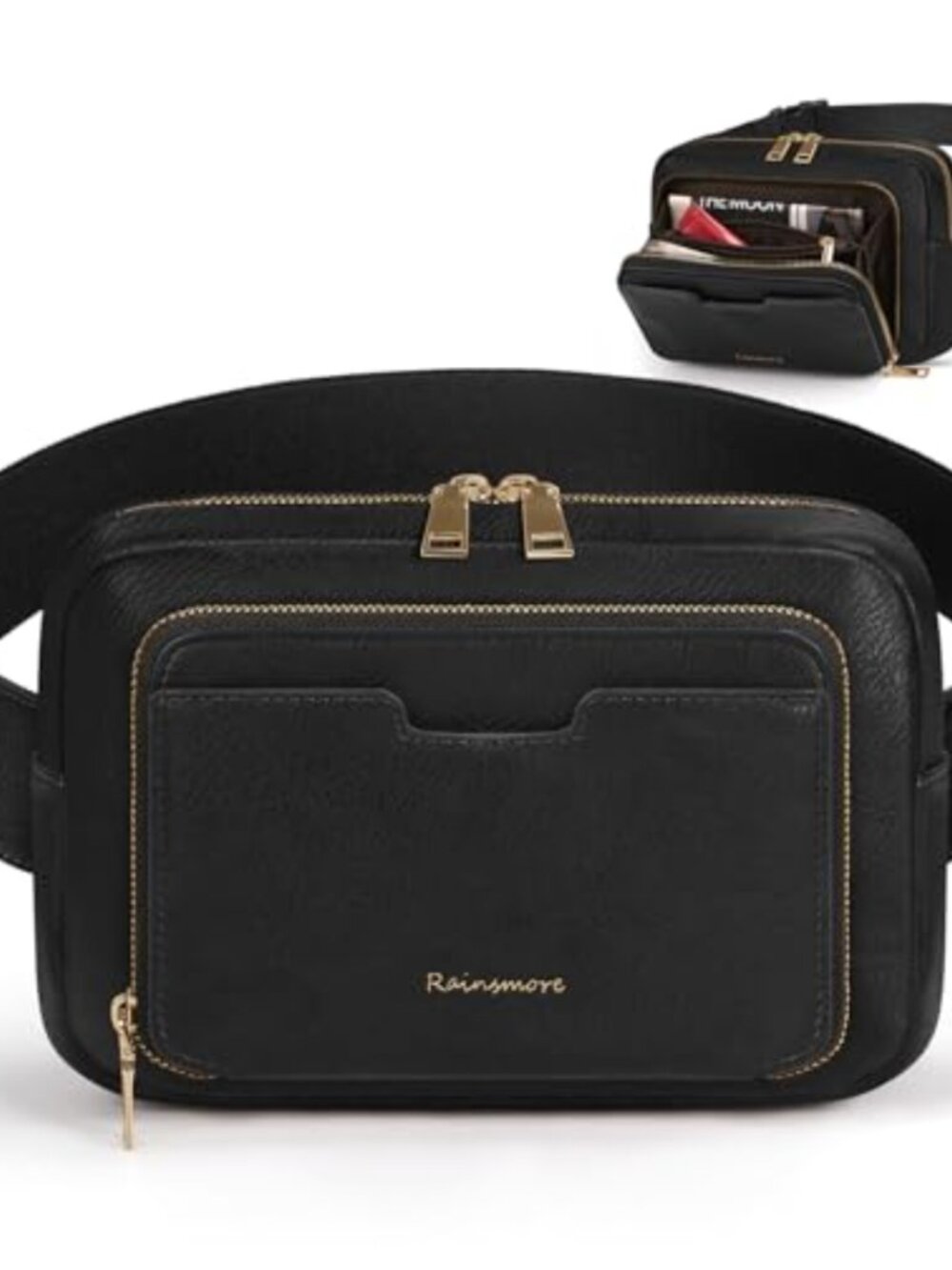 PU Leather Fanny Pack Crossbody Belt Bag Multi-Pocket Adjustable Waist Bag
